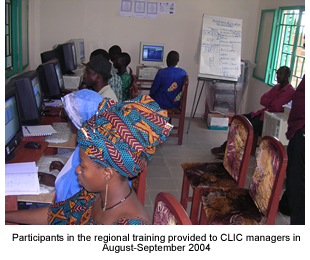 Participants in regional training for CLIC managers, August-Sept. 2004