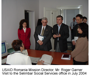 USAID Romania Mission Director, Mr. Roger Garner, visits the Selimbar Social Services Office in July
