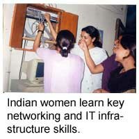 Image of Indian women learning key networking and IT infrastructure skills.
