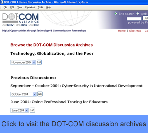 Screenshot of discussion archives page