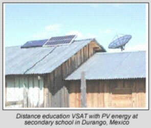 Distance education VSAT with PV energy at secondary school in Durango, Mexico