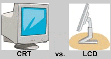 Image of a CRT Monitor vs an LCD Monitor 