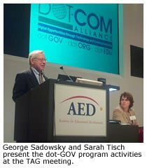 George Sadowsky and Sarah Tisch present the dot-GOV activities at the TAG meeting
