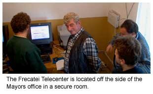 Image of the inside of the Frecatei Telecenter, located off the side of the Mayors office in a secure room.