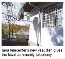 Photo of the new VSAT outside Iana telecenter.