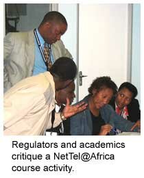 Image of African regulators and academics critiquing a NetTel@Africa course activity.