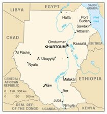 Map of Sudan, courtesy of the CIA http://www.cia.gov/cia/publications/mapspub/.
