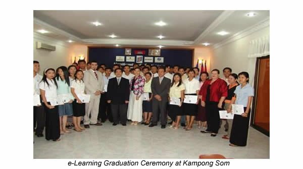 Group photo of training participants at the graduation ceremony in Kampong Som