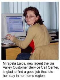 Photo of Mirabela Laios, new agent the Jiu Valley Customer Service Call Center, who is glad to find