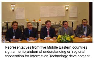 Representatives from five Middle Eastern countries sign a memorandum of understanding for regional c